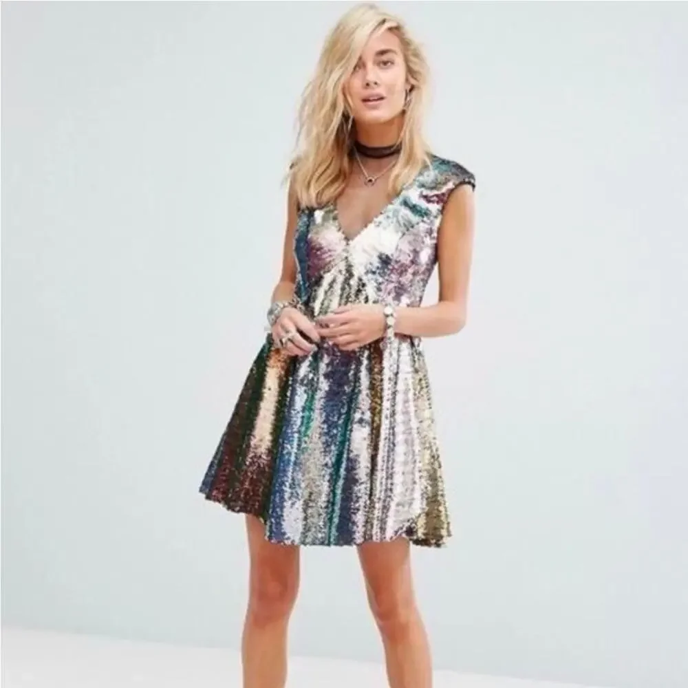 Free People Multicolor Sequin Midi Dress